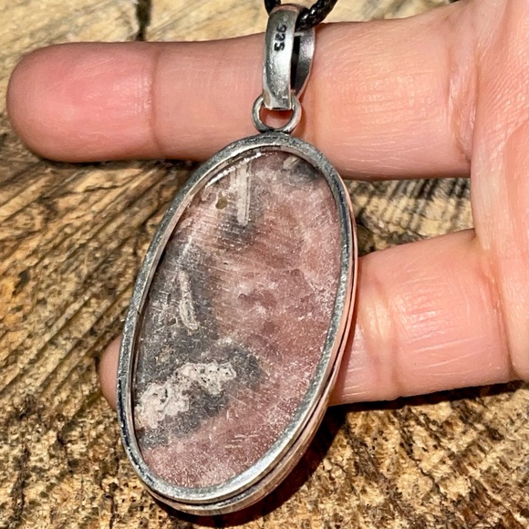 Raspberry Spar Rhodochrosite Pendant 2 1/4” - Picture 10 of 13